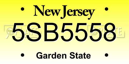 5SB5558 New Jersey License Plate
