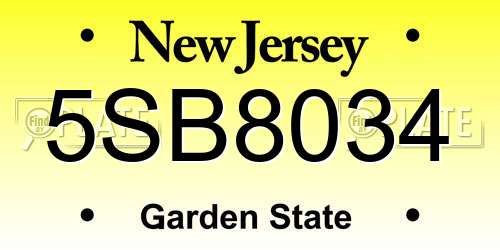 5SB8034 New Jersey License Plate
