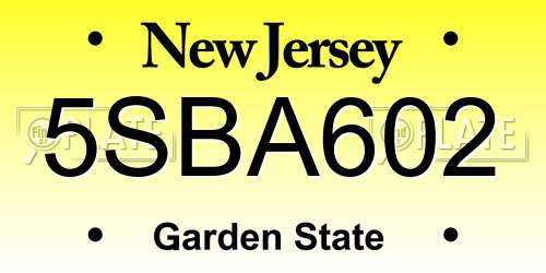 5SBA602 New Jersey License Plate