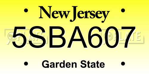 5SBA607 New Jersey License Plate