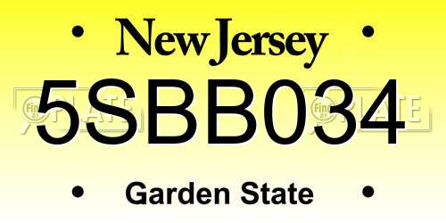 5SBB034 New Jersey License Plate