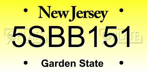 5SBB151 New Jersey License Plate