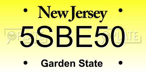 5SBE50 New Jersey License Plate
