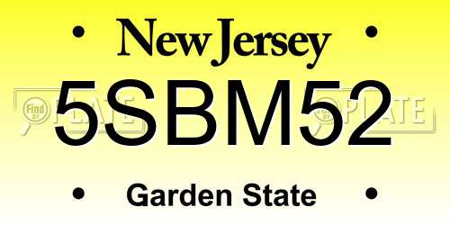5SBM52 New Jersey License Plate
