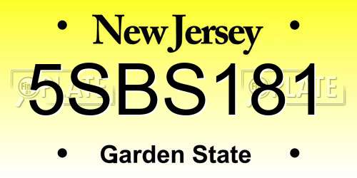 5SBS181 New Jersey License Plate