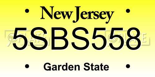 5SBS558 New Jersey License Plate