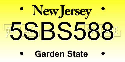 5SBS588 New Jersey License Plate