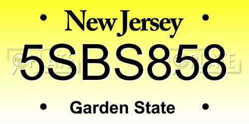 5SBS858 New Jersey License Plate