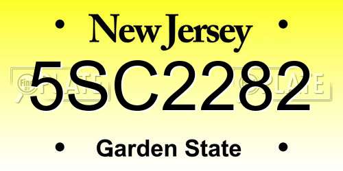 5SC2282 New Jersey License Plate