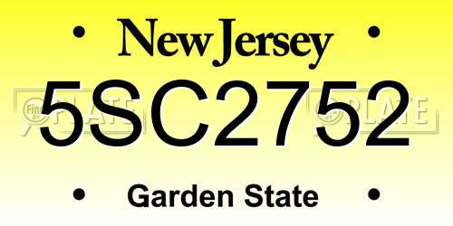 5SC2752 New Jersey License Plate