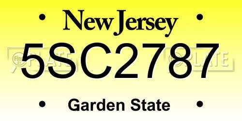 5SC2787 New Jersey License Plate