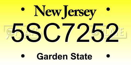 5SC7252 New Jersey License Plate