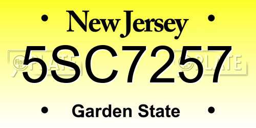 5SC7257 New Jersey License Plate