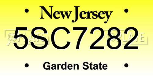 5SC7282 New Jersey License Plate
