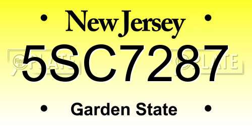 5SC7287 New Jersey License Plate