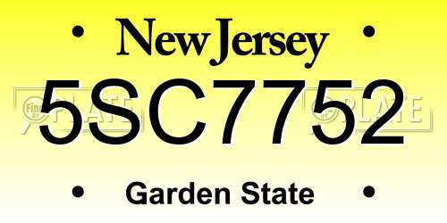 5SC7752 New Jersey License Plate