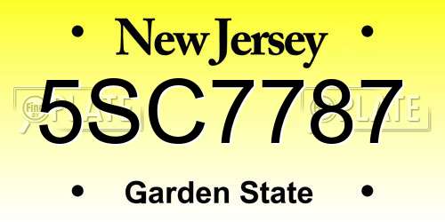5SC7787 New Jersey License Plate
