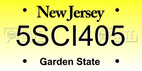 5SCI405 New Jersey License Plate