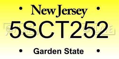 5SCT252 New Jersey License Plate
