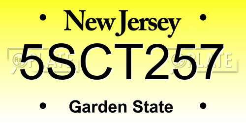 5SCT257 New Jersey License Plate