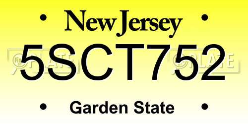 5SCT752 New Jersey License Plate