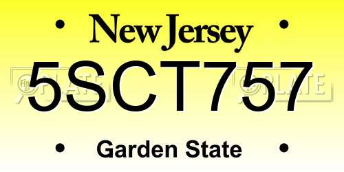 5SCT757 New Jersey License Plate