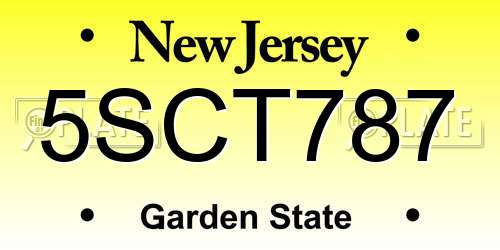 5SCT787 New Jersey License Plate
