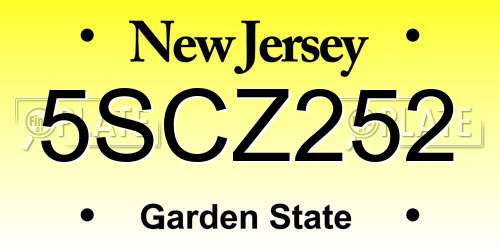 5SCZ252 New Jersey License Plate