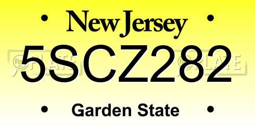 5SCZ282 New Jersey License Plate