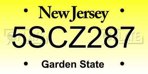 5SCZ287 New Jersey License Plate