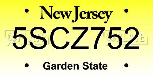 5SCZ752 New Jersey License Plate