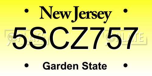 5SCZ757 New Jersey License Plate
