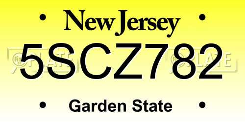 5SCZ782 New Jersey License Plate