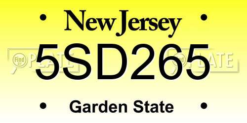 5SD265 New Jersey License Plate