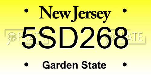 5SD268 New Jersey License Plate