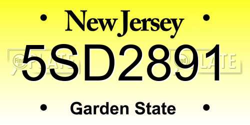 5SD2891 New Jersey License Plate