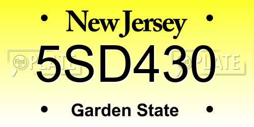 5SD430 New Jersey License Plate