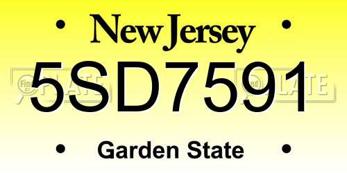 5SD7591 New Jersey License Plate
