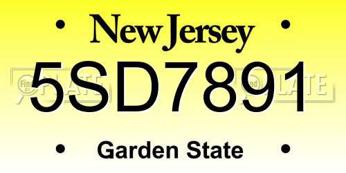 5SD7891 New Jersey License Plate