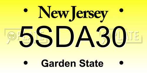 5SDA30 New Jersey License Plate