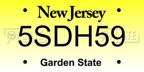 5SDH59 New Jersey License Plate