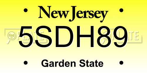 5SDH89 New Jersey License Plate