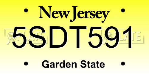 5SDT591 New Jersey License Plate
