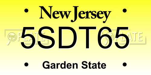 5SDT65 New Jersey License Plate