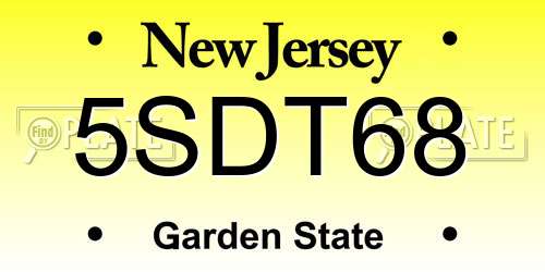 5SDT68 New Jersey License Plate