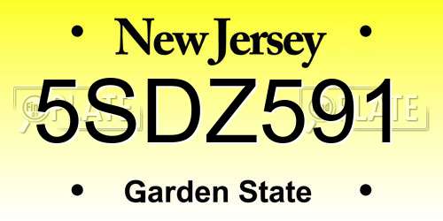 5SDZ591 New Jersey License Plate