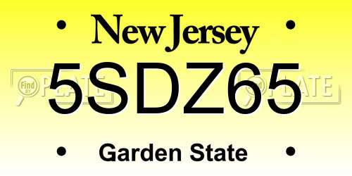 5SDZ65 New Jersey License Plate