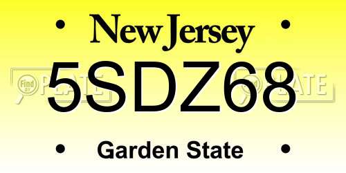 5SDZ68 New Jersey License Plate