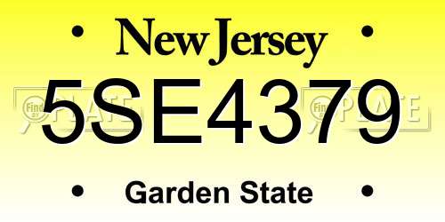 5SE4379 New Jersey License Plate