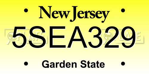 5SEA329 New Jersey License Plate